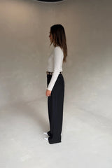 Alexa Tailored Suit Pant Black by Sneaky Link, wide leg tailored pants perfect for office or evening styling