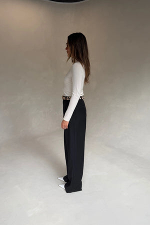 Alexa Tailored Suit Pant Black by Sneaky Link, wide leg tailored pants perfect for office or evening styling