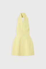 Cotton Mix Zip Collar Mini Dress Lemon by Odd Muse, structured mini dress with zip collar and cinched waist
