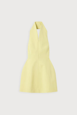 Cotton Mix Zip Collar Mini Dress Lemon by Odd Muse, structured mini dress with zip collar and cinched waist