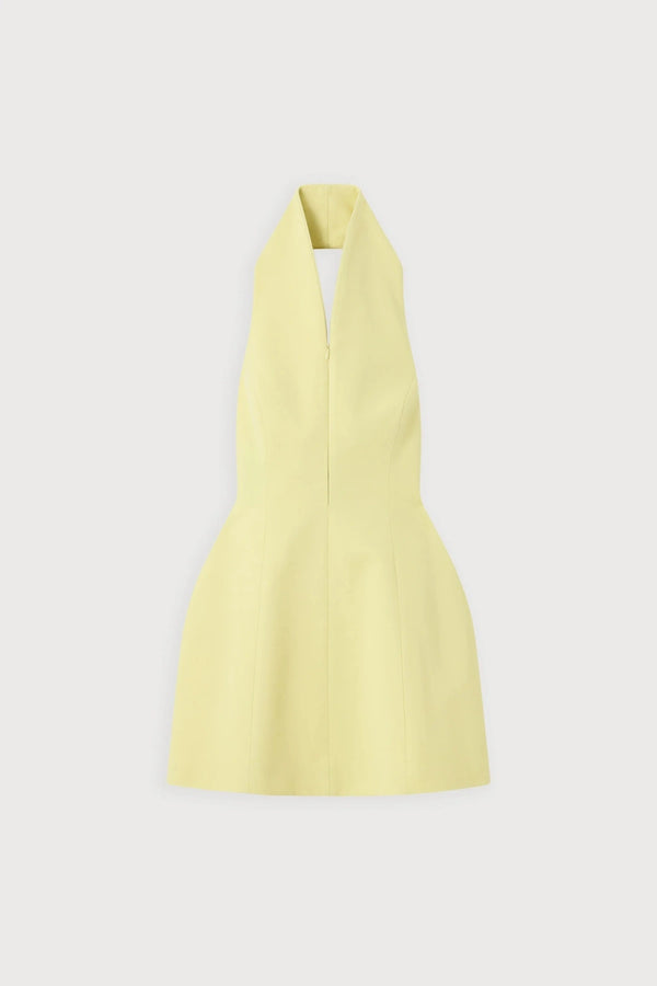 Cotton Mix Zip Collar Mini Dress Lemon by Odd Muse, structured mini dress with zip collar and cinched waist