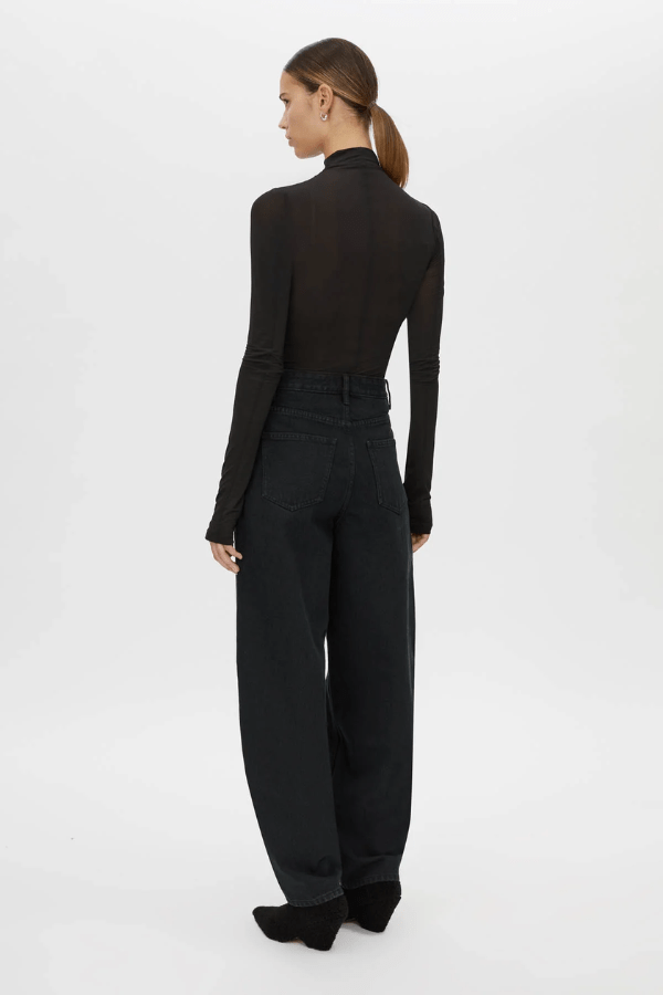 Lennox Denim Jean Inky Black by Camilla and Marc,high-waisted with a modern barrel leg and refined rivet detailing, perfect for effortless off-duty or smart-casual style.