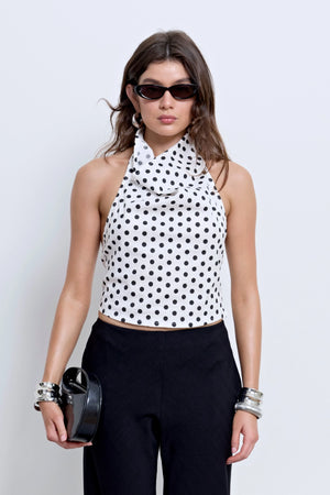 Hallie Backless Top Polka Dot