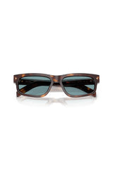 Prada Rectangular Acetate Sunglasses, classic tortoise frame with green polar lenses and wide temples accented by metal logo plaques.