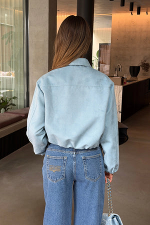Ella Squire Faux Suede Jacket Light Blue