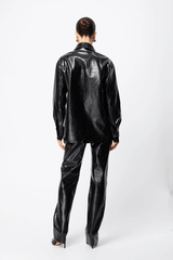 Salt Water Shirt Croc by Mossman — Bold faux croc leather shirt with tailored collar, front pockets, snap closure, and relaxed fit. Perfect for edgy, polished looks.