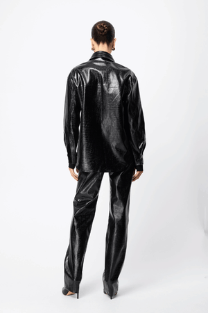 Salt Water Shirt Croc by Mossman — Bold faux croc leather shirt with tailored collar, front pockets, snap closure, and relaxed fit. Perfect for edgy, polished looks.