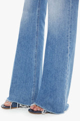 The Doozy Fray Heads or Tails by Mother, high rise flare jeans with frayed hem, perfect for vintage inspired everyday styling