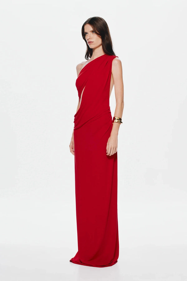 The 'Solstice' Cupro Dress Cherry