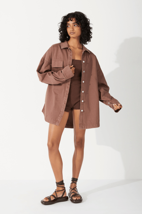 Zulu &amp; Zephyr | Recycled Cotton Jacket Chocolate | Girls with Gem