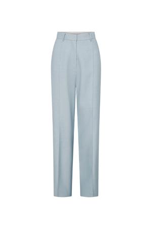 Gehry Pant Chalky Blue by Camilla and Marc, tailored mid-rise wool pant with pintuck detail, flap pockets, and a sleek, structured silhouette.