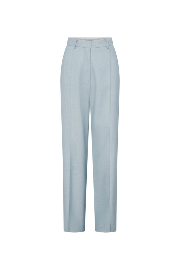 Gehry Pant Chalky Blue by Camilla and Marc, tailored mid-rise wool pant with pintuck detail, flap pockets, and a sleek, structured silhouette.