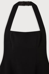 Cotton Mix Halter Midi Dress Black by Odd Muse, structured halter midi dress for timeless evening styling