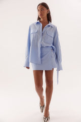 Blume Combo Shirt Dress Blue