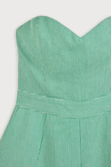 Cotton Mix Pinstripe Jumpsuit Green Pinstripe