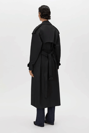 Evans Trench Coat Black by Camilla and Marc – oversized double-breasted trench with storm flaps and belt, perfect for chic layering across seasons.