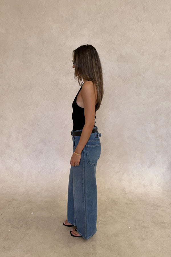 Iris Knit Bodysuit Black by Sneaky Link – a sculpting bodysuit with deep V neckline and stretch fit. Perfect for sleek styling.