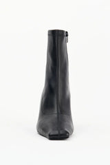Amelia Black Stretch Leather by Alias Mae, sleek stretch leather boot with square toe, perfect for day to night styling
