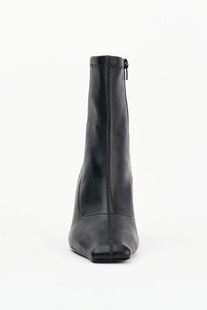 Amelia Black Stretch Leather by Alias Mae, sleek stretch leather boot with square toe, perfect for day to night styling