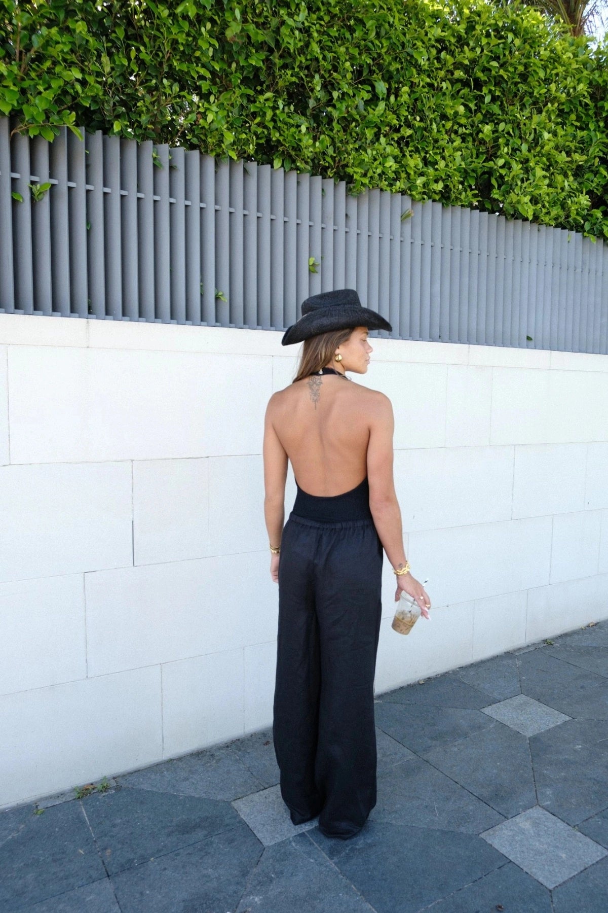 Sandy Swim in Black by Hunza G, retro halter one-piece with sculpting crinkle texture for effortless poolside style.