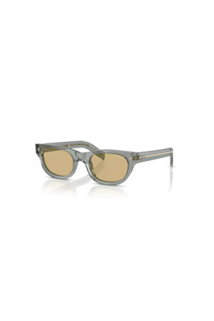 Transparent Fog Sunglasses by Prada, translucent frame with silver rivets and plaque logo. A refined everyday style with luxe detailing.