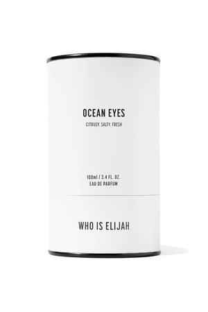 Ocean Eyes by Who Is Elijah, a refreshing unisex fragrance capturing the crisp, citrusy, salty sensation of plunging into the ocean, perfect for summer energy and invigoration.