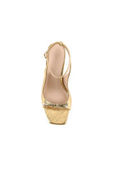 Goldie Sandal Gold Metallic Leather by Lana Wilkinson, metallic stiletto sandal, perfect for glamorous evening and event styling