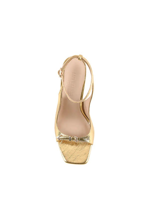 Goldie Sandal Gold Metallic Leather by Lana Wilkinson, metallic stiletto sandal, perfect for glamorous evening and event styling