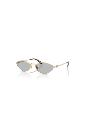 MU 56ZS Pale Gold W/ Light Grey by Miu Miu, unique irregular metal frames with light grey lenses, lightweight and perfect for trendy, chic everyday style