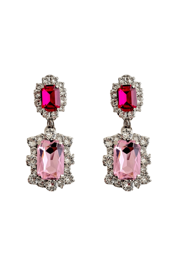 House of Emmanuele | Dynasty Angelina Fuchsia/Baby Pink Earrings | Girls with Gems