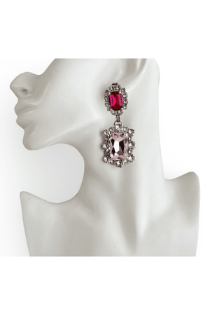 House of Emmanuele | Dynasty Angelina Fuchsia/Baby Pink Earrings | Girls with Gems