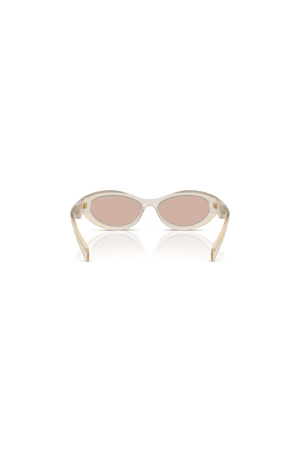 PR 26ZS Opal Milk by Prada, unique irregular opal milk acetate frames with light brown lenses, perfect for trendy, fashion-forward everyday wear.