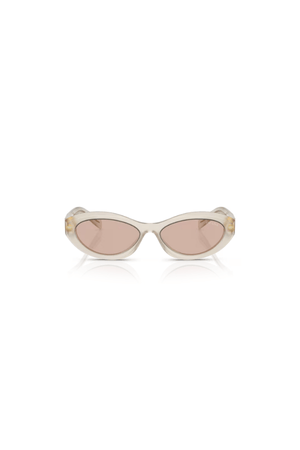 PR 26ZS Opal Milk by Prada, unique irregular opal milk acetate frames with light brown lenses, perfect for trendy, fashion-forward everyday wear.