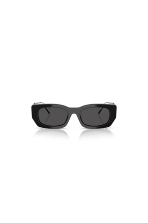 PR B05S Black by Prada, bold rectangular acetate frames with dark grey lenses, perfect for trendy, sophisticated style with a modern edge.