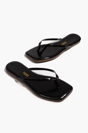 Square Toe Lily Licorice by Tkees – Sleek leather sandal with clean lines and modern design. Size up if between sizes.