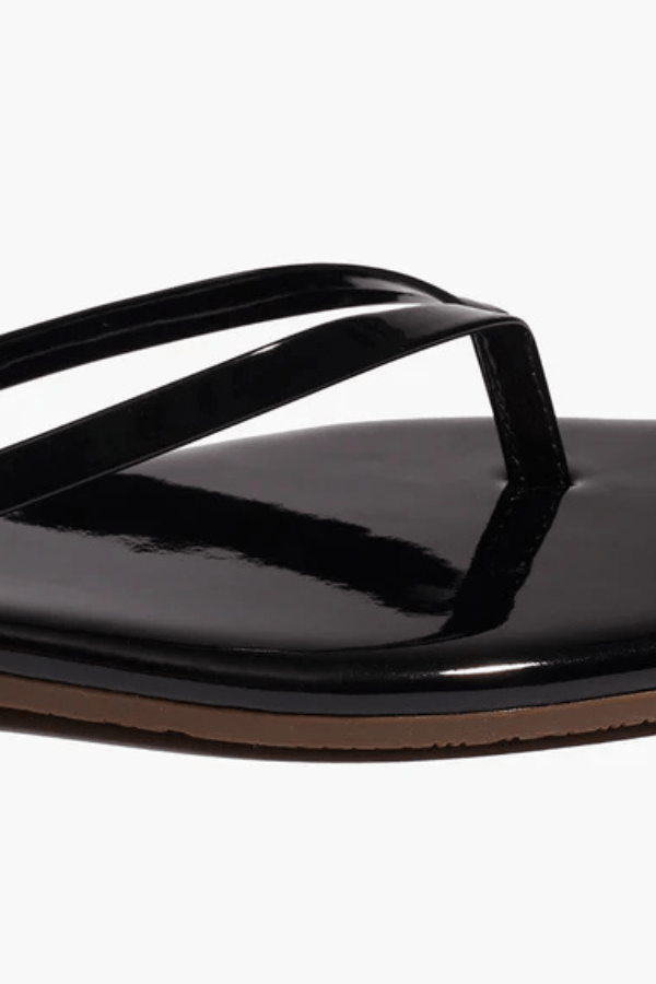 Square Toe Lily Licorice by Tkees – Sleek leather sandal with clean lines and modern design. Size up if between sizes.
