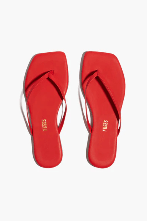 Square Toe Lily Red by Tkees – Sophisticated with clean lines and a bold red hue, this suede leather sandal elevates any look with effortless style.