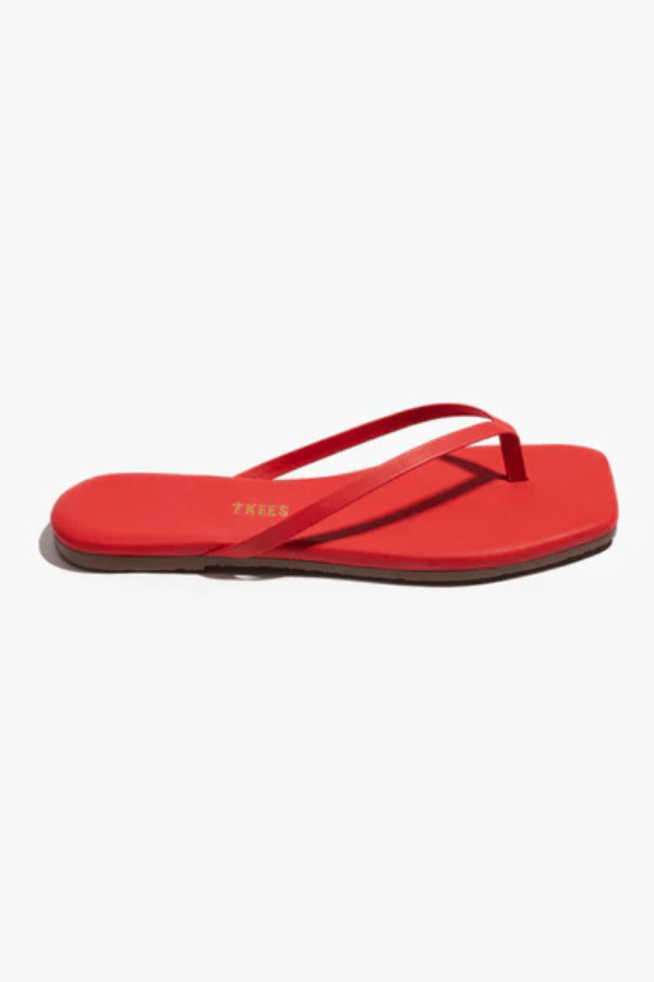 Square Toe Lily Red by Tkees – Sophisticated with clean lines and a bold red hue, this suede leather sandal elevates any look with effortless style.