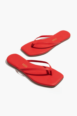 Square Toe Lily Red by Tkees – Sophisticated with clean lines and a bold red hue, this suede leather sandal elevates any look with effortless style.