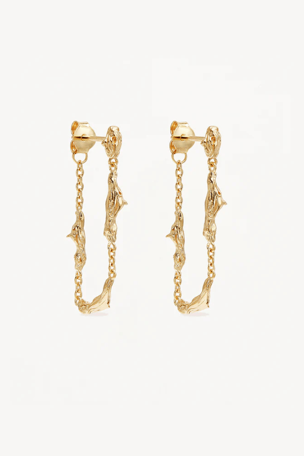 By Charlotte | 18k Gold Vermeil Gold Drift Chain Earrings | Girls with Gems