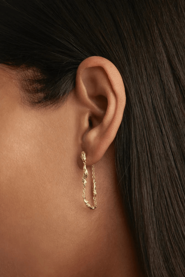 By Charlotte | 18k Gold Vermeil Gold Drift Chain Earrings | Girls with Gems