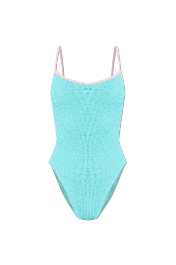 Hunza G | Pamela Swim Contrast Aqua/Bubblegum | Girls with Gems