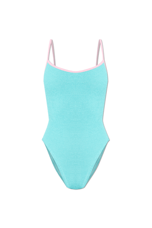 Hunza G | Pamela Swim Contrast Aqua/Bubblegum | Girls with Gems