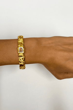 Dahlia Earrings by Amber Sceats, handcrafted in Italy with 24K gold plating and sparkling cubic zirconia, a timeless and elegant addition to any look.