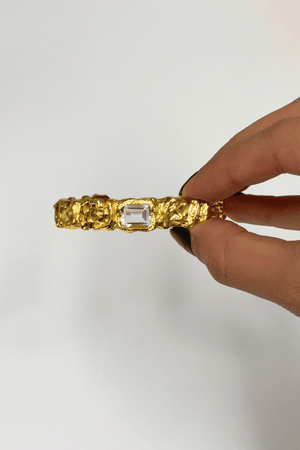 Dahlia Earrings by Amber Sceats, handcrafted in Italy with 24K gold plating and sparkling cubic zirconia, a timeless and elegant addition to any look.