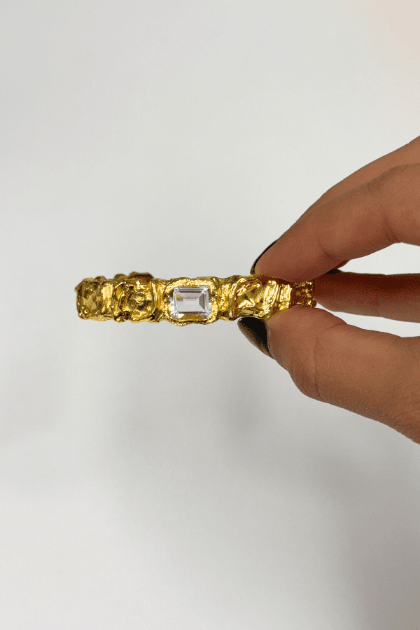 Dahlia Earrings by Amber Sceats, handcrafted in Italy with 24K gold plating and sparkling cubic zirconia, a timeless and elegant addition to any look.