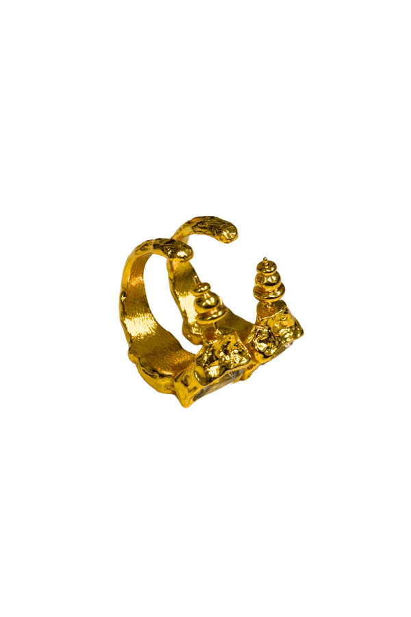 Nerine Ring by Amber Sceats, handcrafted in Italy with 24K gold plating and cubic zirconia, a simple and elegant piece perfect for any occasion.