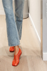 Jellie Chilli Rubber by Senso, netted ballet flats with glossy finish, perfect for casual everyday styling