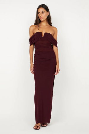 Poppy Gathered Maxi Dress Plum