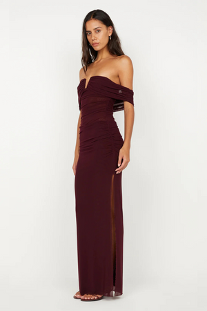 Poppy Gathered Maxi Dress Plum
